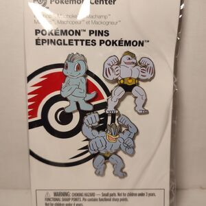 Pokemon TCG Machop Machoke & Machamp Enamel Pins Official Nintendo Badges Set